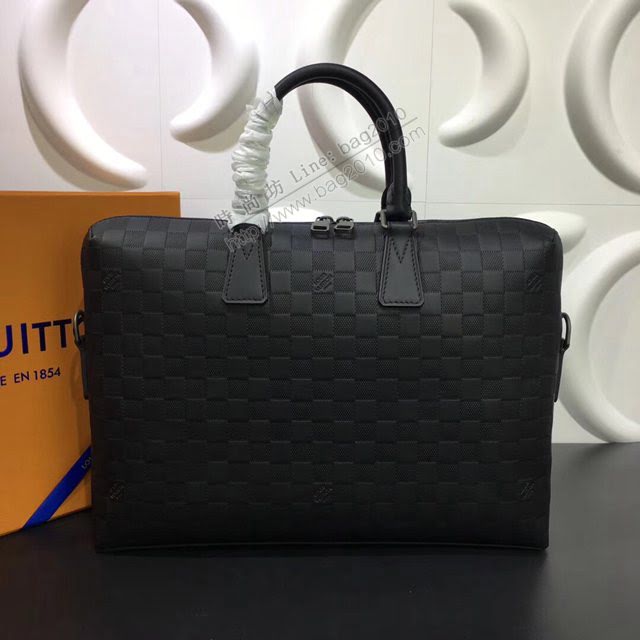lv新款包包 路易威登Porte-Documents Jour公事包 Damier Infini牛皮 lv手提肩背男士公事包 M41284  ydh3921